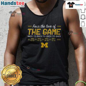 Awesome Michigan Back To Back To Back To Back In The Game tank top featuring vibrant colors and sporty design.