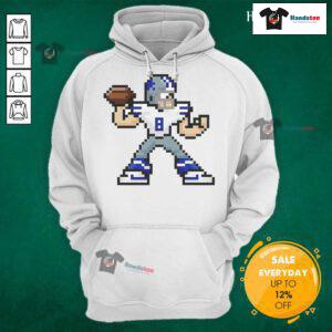 8-bit cartoon hoodie featuring Troy Aikman, the iconic Dallas Cowboys football player, in vibrant colors.