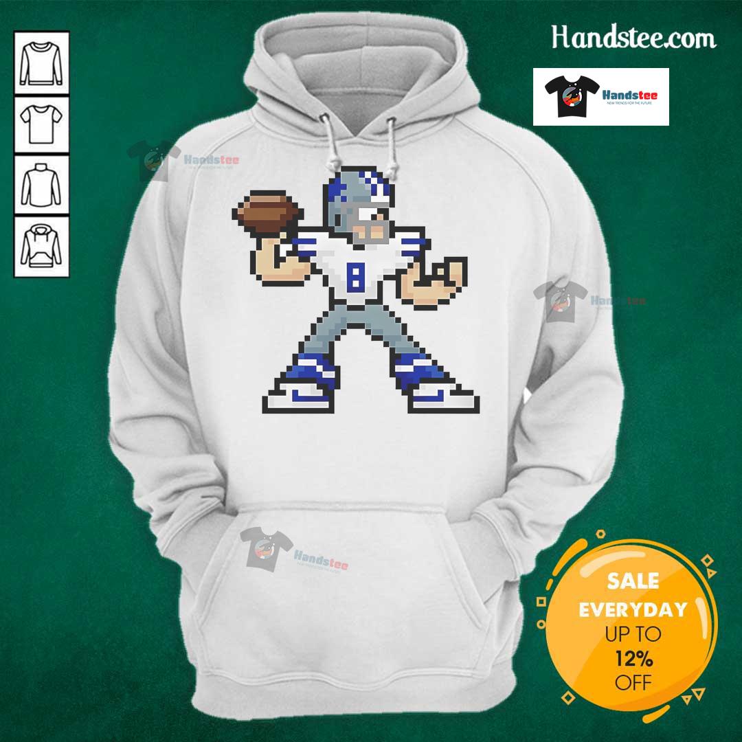 8-bit cartoon hoodie featuring Troy Aikman, the iconic Dallas Cowboys football player, in vibrant colors.