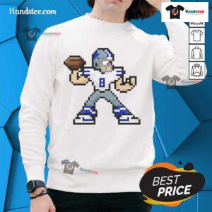8-bit cartoon sweatshirt featuring Troy Aikman, the iconic Dallas Cowboys football player, in vibrant colors.