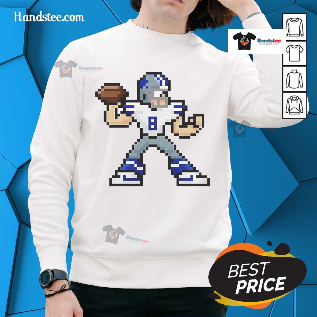 8-bit cartoon sweatshirt featuring Troy Aikman, the iconic Dallas Cowboys football player, in vibrant colors.