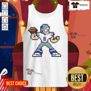 8-bit cartoon of Troy Aikman, Dallas Cowboys football player, featured on a stylish tank top design.