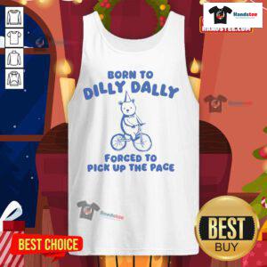 Cute bear in a 'Born to Dilly Dally, Forced to Pick Up the Pace' bicycle tank top, showcasing playful and fun vibes.