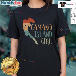 Cute Cao Island map in a love heart design on a retro vintage ladies tee, perfect for island lovers and fashion enthusiasts.