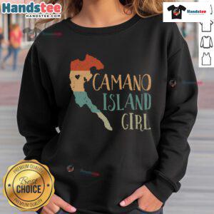 Retro vintage sweatshirt featuring a cute Cao Island map in a love heart design, perfect for island lovers.