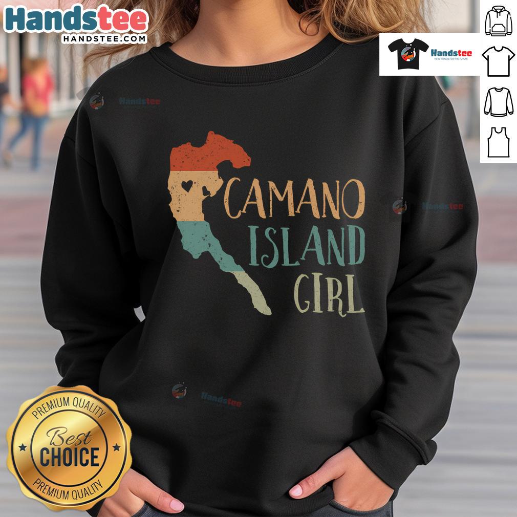Retro vintage sweatshirt featuring a cute Cao Island map in a love heart design, perfect for island lovers.