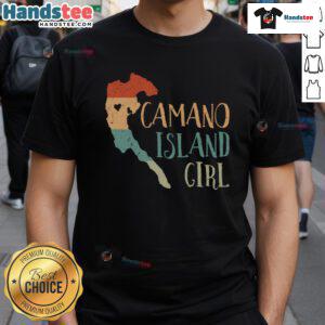 Retro vintage T-shirt featuring a cute Cao Island map design in a love heart shape, perfect for island lovers.