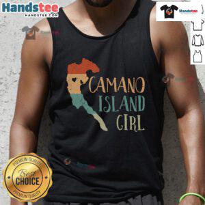 Vintage tank top featuring a cute Cao Island map design in a love heart shape, perfect for casual summer wear.