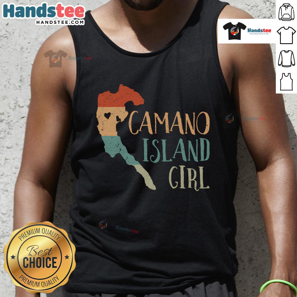 Vintage tank top featuring a cute Cao Island map design in a love heart shape, perfect for casual summer wear.