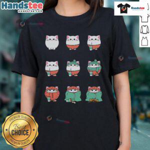 Adorable cute cat cozyfication ladies tee featuring a playful cat design, perfect for cat lovers and comfort enthusiasts.
