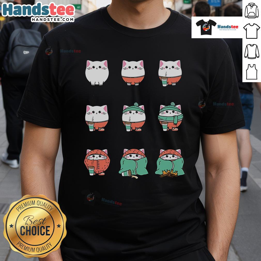 Adorable Cute Cat Cozyfication T-Shirt featuring a playful cat design, perfect for feline lovers and cozy fashion enthusiasts.