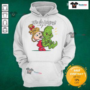 Cute It's So Angry Grinch Hoodie featuring a playful Grinch graphic in vibrant colors perfect for holiday wear.