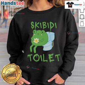 Adorable Skibidi Toilet Frog meme sweatshirt featuring a funny design for brainrot meme lovers.
