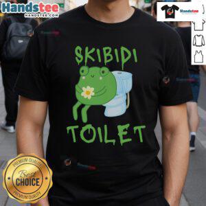 Alt Text: Cute Skibidi Toilet Frog meme T-shirt featuring a funny brainrot design perfect for meme lovers and humor enthusiasts.