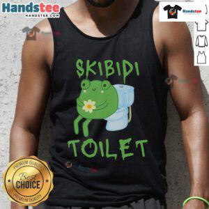 Cute Skibidi Toilet Frog meme tank top featuring a funny frog design for brainrot meme lovers.