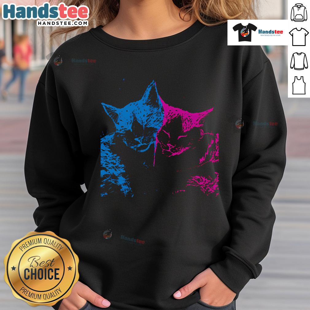 Cute TV girl band wearing 'French Exit' sweatshirts, perfect for funny cat lovers. Ideal cozy outfit for music fans.