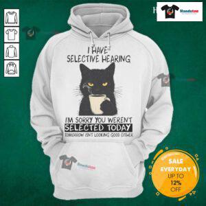 Funny cat hoodie with 'Selective Hearing' design, perfect for pet lovers who appreciate humor in fashion.