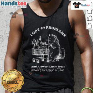 Funny vintage cat tank top with 'I Got 99 Problems' design, perfect for trendy grocery shopping and casual wear.