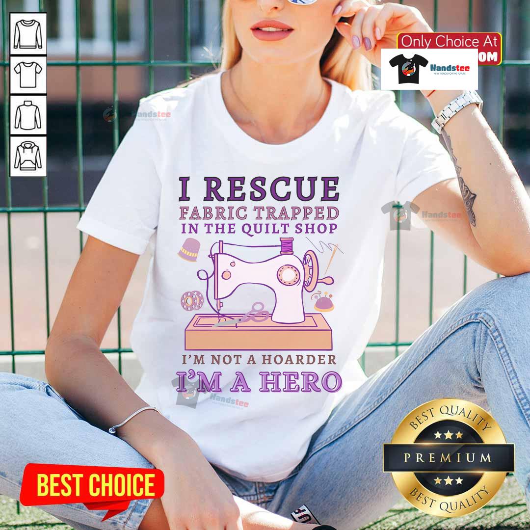 Alt Text: Funny I Rescue Fabric tee for grandmas at quilt shops; perfect for crafting heroes who love fabric and quilting.
