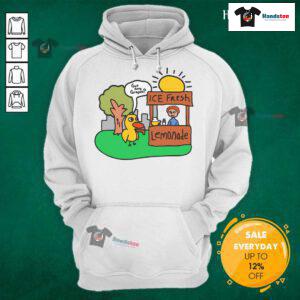 Funny ice fresh lemonade hoodie featuring a duck asking for grapes, perfect for quirky fashion fans.