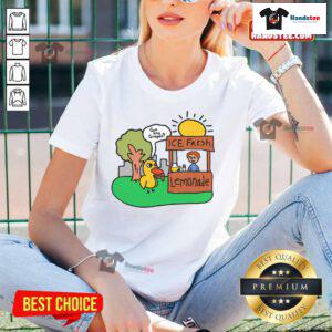 Funny Ice Fresh Lemonade Got Any Grapes Duck Ladies Tee featuring a playful duck graphic and vibrant colors.