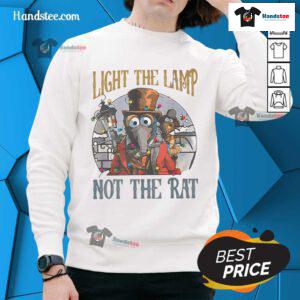 Funny Light The Lamp Not The Rat Christmas Holiday Rat Sweatshirt design featuring a playful rat illustration.