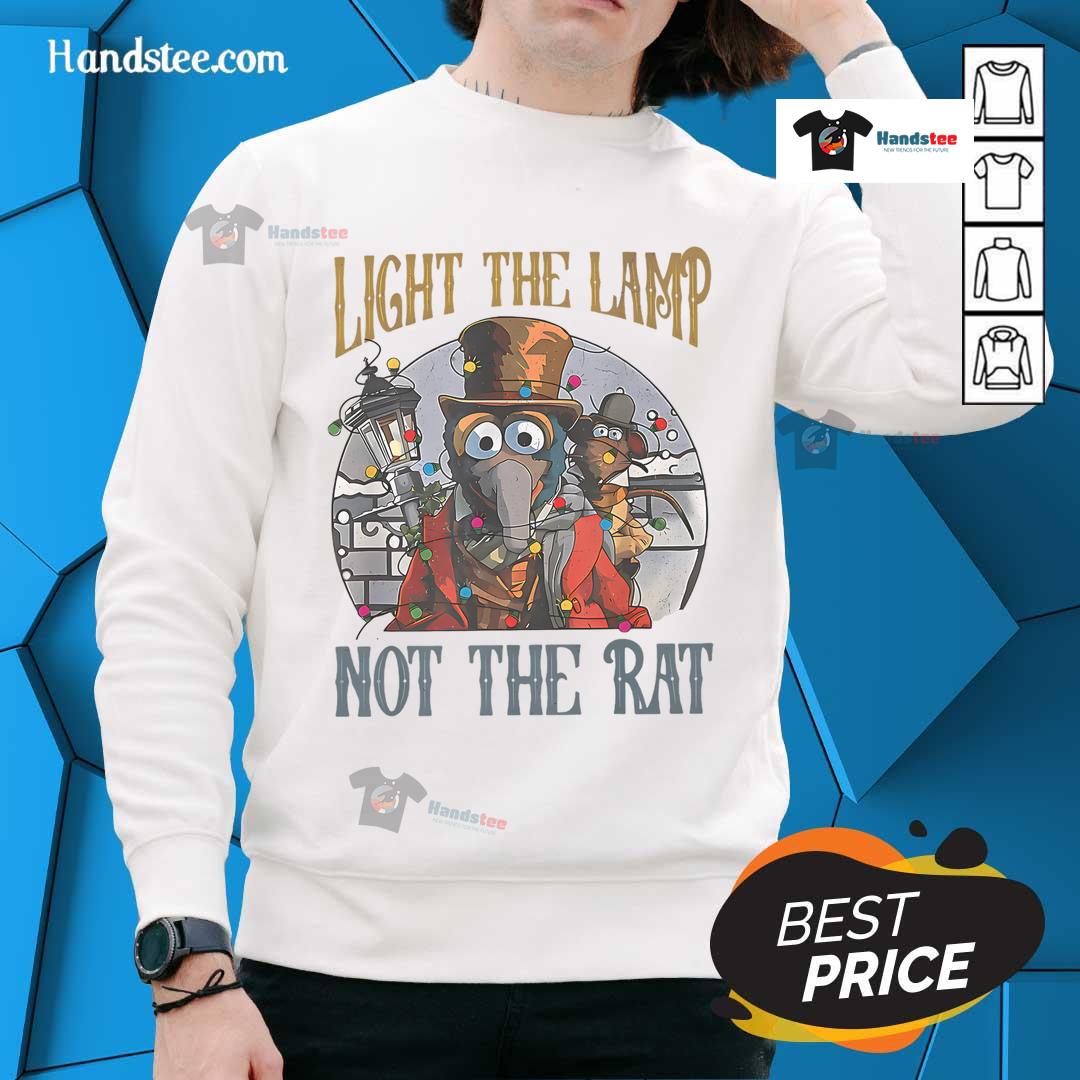 Funny Light The Lamp Not The Rat Christmas Holiday Rat Sweatshirt design featuring a playful rat illustration.