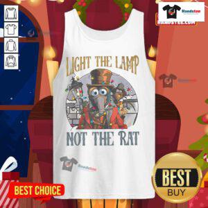 Funny Light the Lamp Not the Rat Christmas Holiday Rat Tank Top design featuring a humorous rat illustration.