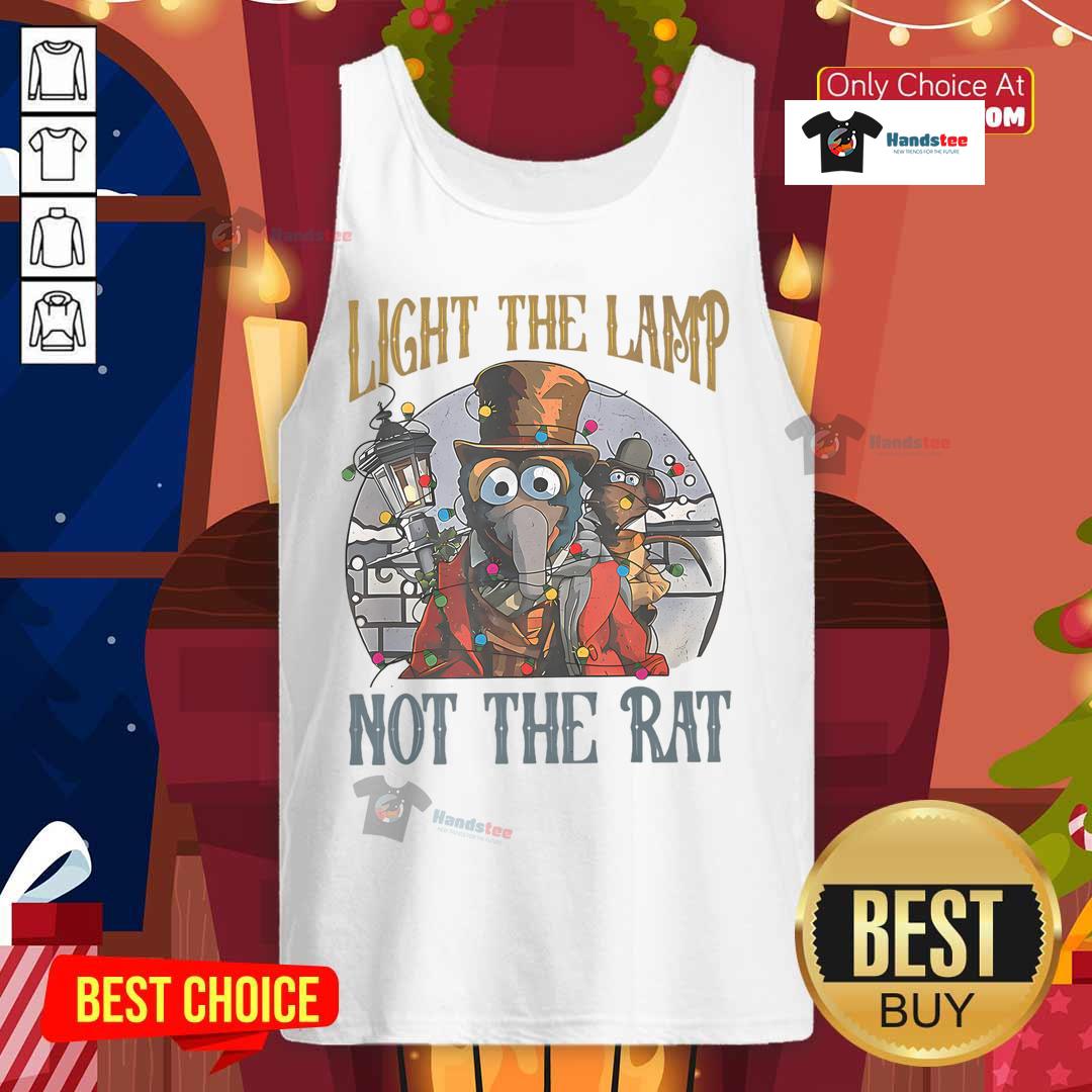 Funny Light the Lamp Not the Rat Christmas Holiday Rat Tank Top design featuring a humorous rat illustration.