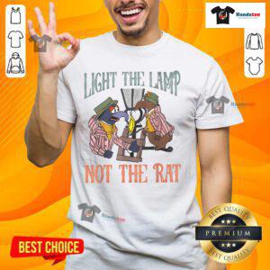 Alt Text: Funny Light The Lamp Not The Rat Christmas Holiday T-Shirt featuring playful holiday graphics and a festive design.