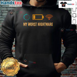 Funny My Worst Nightmare Low Battery Wifi Loading Hoodie design featuring humorous graphics and vibrant colors.