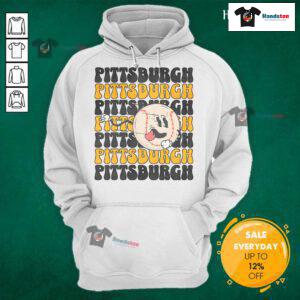 Funny Pittsburgh baseball hoodie featuring a playful design, perfect for fans looking to showcase their team spirit.