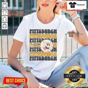 Funny Pittsburgh baseball ladies tee featuring a playful design perfect for fans and casual wear.