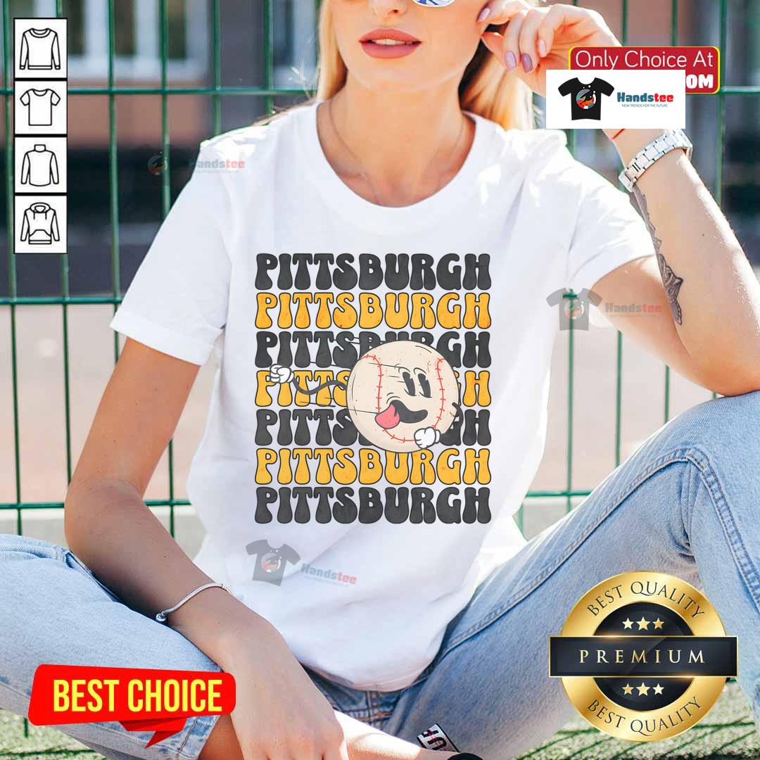 Funny Pittsburgh baseball ladies tee featuring a playful design perfect for fans and casual wear.