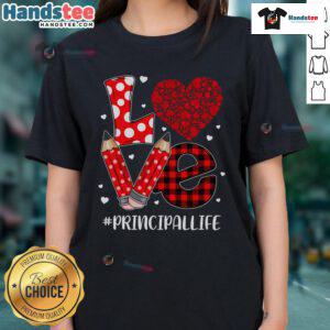 Funny plaid heart love graphic tee for ladies, perfect for Valentine's Day or Christmas celebrations.