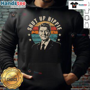 Funny Political Shut Up Hippie Enza Ladies Jersey Football Hoodie in vibrant colors, perfect for casual wear and political humor.
