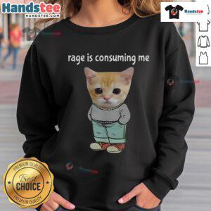 Funny rage meme sweatshirt featuring a silly cat and a chill guy, perfect for expressing humor and personality.