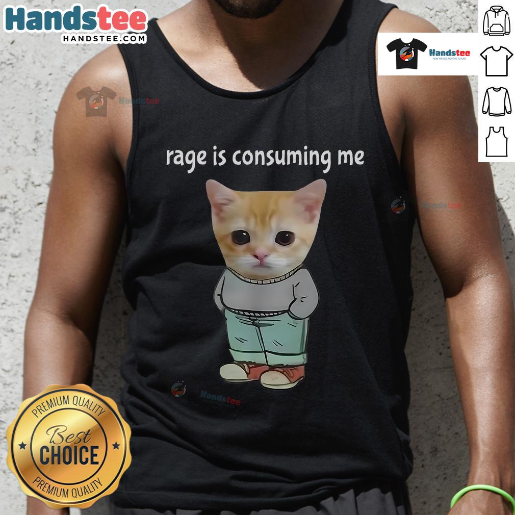 Funny rage meme featuring a silly cat with a chill guy, perfect for a tank top design. Ideal for cat lovers and meme enthusiasts.