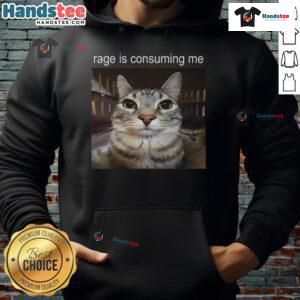 Funny Rage Is Consuming Me hoodie featuring a silly staring cat meme, perfect for cat lovers and humor enthusiasts.