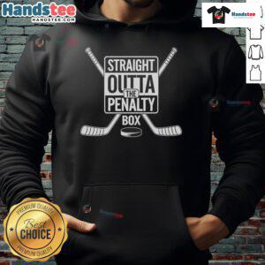 Alt Text: Funny Straight Outta The Penalty Box Ice Hockey Player Hoodie featuring a humorous graphic for hockey fans.