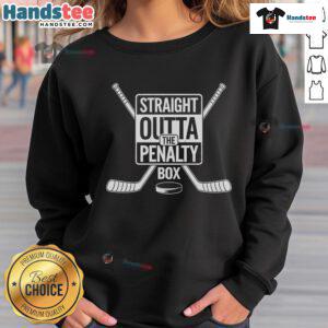 Funny Straight Outta The Penalty Box Ice Hockey Player Sweatshirt design featuring a playful graphic and bold lettering.