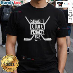 Funny Straight Outta The Penalty Box Ice Hockey Player T-Shirt featuring a humorous design for hockey fans and players.