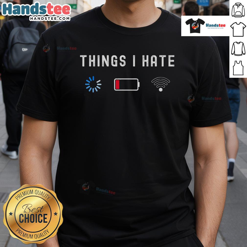 Funny Things I Hate Programmer Gamer T-Shirt featuring humorous graphics for computer nerds and tech enthusiasts.