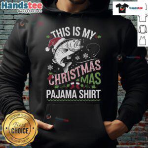 Funny Christmas pajama hoodie featuring a fishing style design, perfect for holiday gatherings and cozy winter nights.