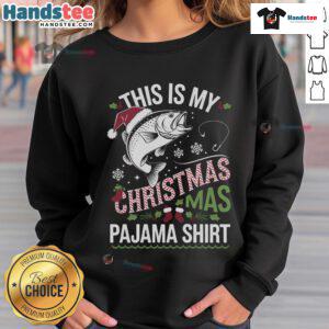 Funny Christmas pajama sweatshirt in fishing style, perfect for holiday gatherings and cozy winter nights.