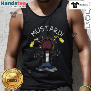 Trendy Lamar Mustard Tank Top featuring a humorous design, perfect for casual summer outfits and stylish looks.