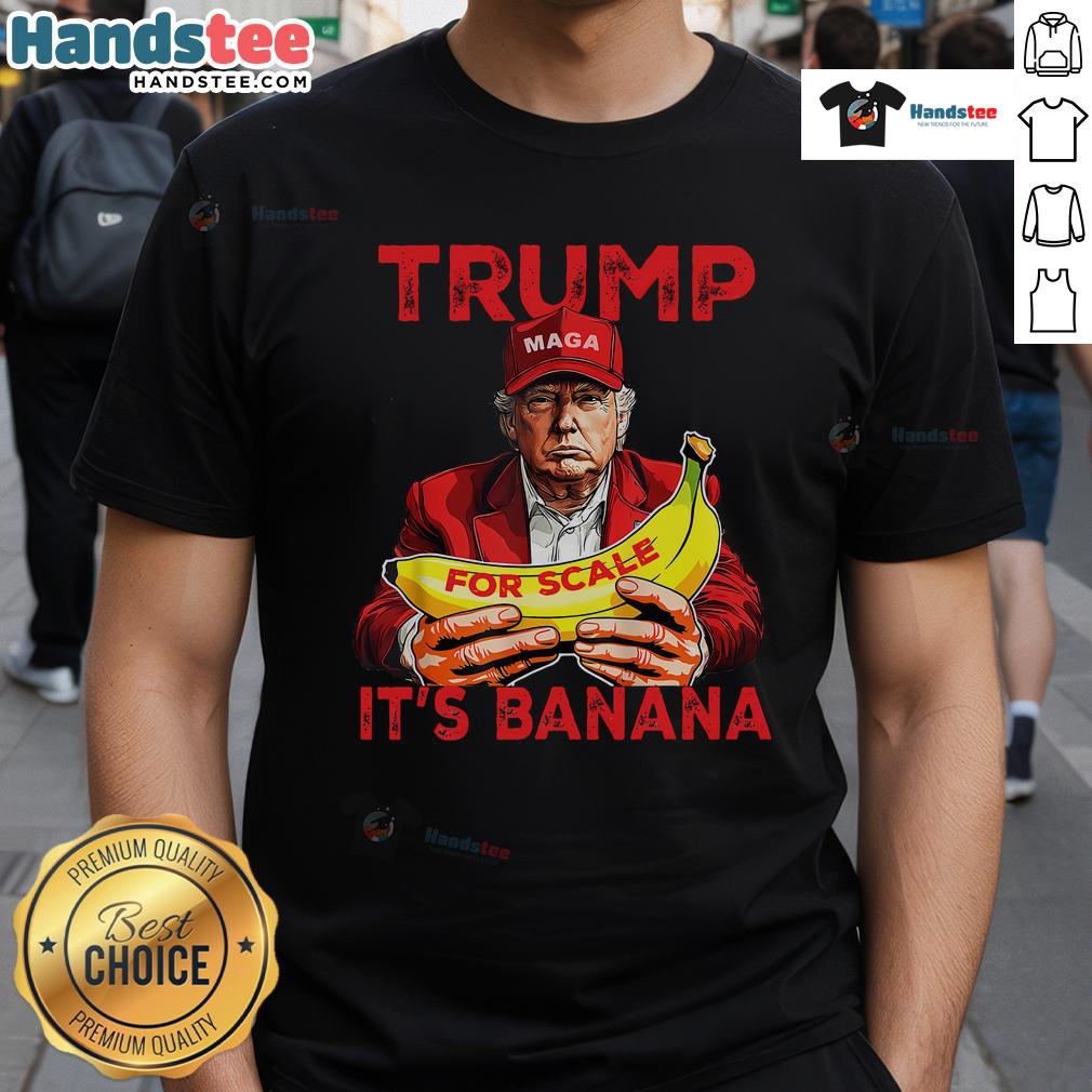Funny Trump It's Banana Starship T-Shirt featuring a humorous design with Trump and a banana starship graphic.