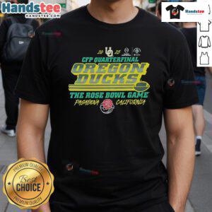 Good CFP Quarterfinal Oregon Ducks Rose Bowl Game 2025 T-Shirt featuring team logo and vibrant colors for fans.