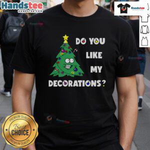 Good Christmas Tree T-Shirt featuring festive decorations and colorful Xmas lights, perfect for holiday celebrations.