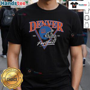 Good Dnvr Football Since 1964 Helmet T-Shirt featuring a vintage football helmet design in vibrant colors.